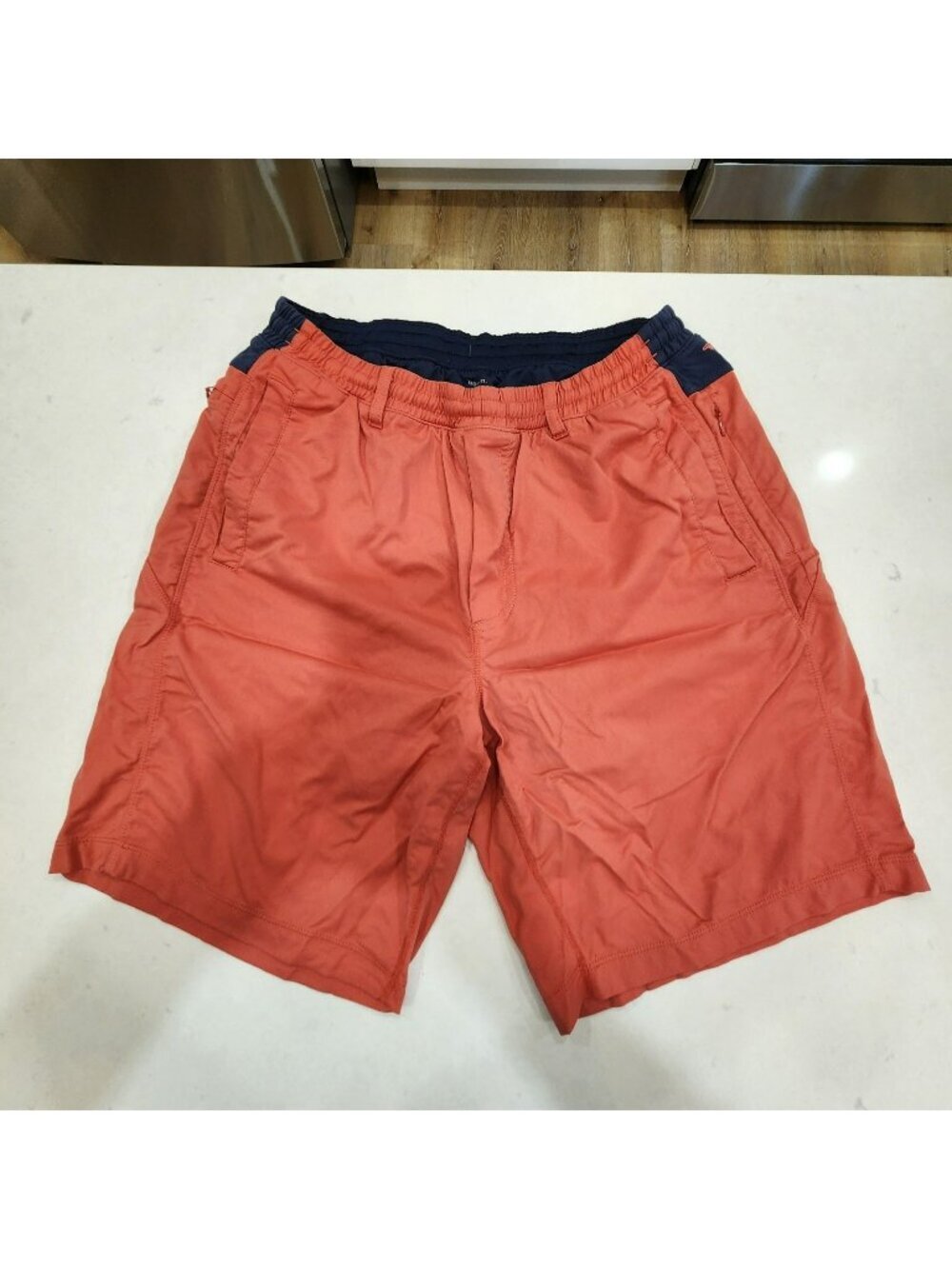 Birddogs Shorts Mens Large Orange Lined Athletic 8" Inseam Stretch Running Gym